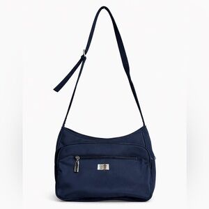 The Filer New York Canvas Shoulder Organizer Bag | Navy Blue Multi-Pocket Purse